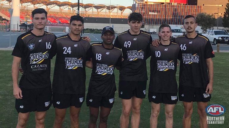 Some of the NT Thunder Academy players at Metricon Stadium