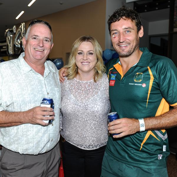 AFLNT Chairman Ross Coburn, along with Liz Cruse and St Mary's vice president Peter MacFarlane